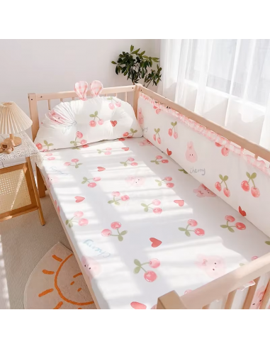 Linge de lit bebe - DouxSommeil™ - Cerises & Lapins hantent personnes